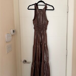 ALC Brown Metallic Midi dress